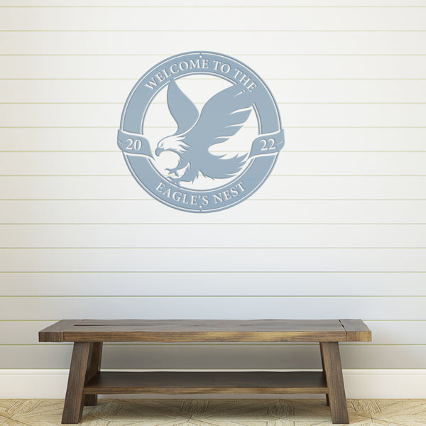 Personalized Eagle Welcome Sign for Patio, Bald Eagle Metal Wall Art, Bald Eagle Wall Decor & Welcome Sign, Outdoor Bald Eagle Decor & Wall Art, Eagle Art, Patriotic Eagle Sign