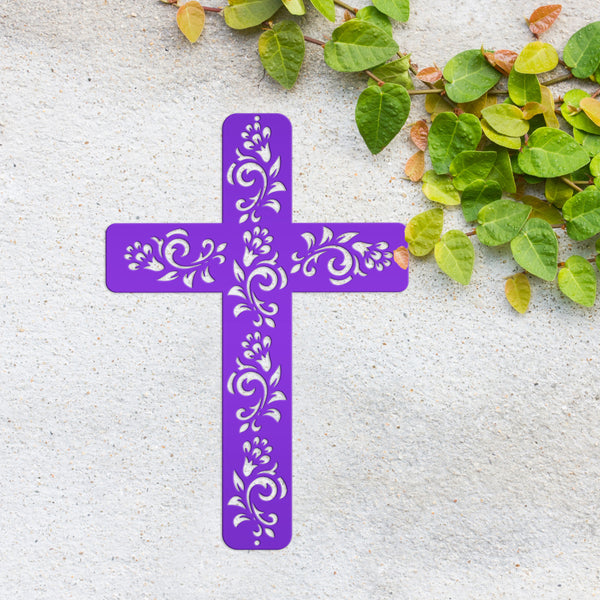 Flower Ornament Cross Metal Sign-Religious-Christian-Wall Art -Decor-Wall Hanging Art-Home Decor