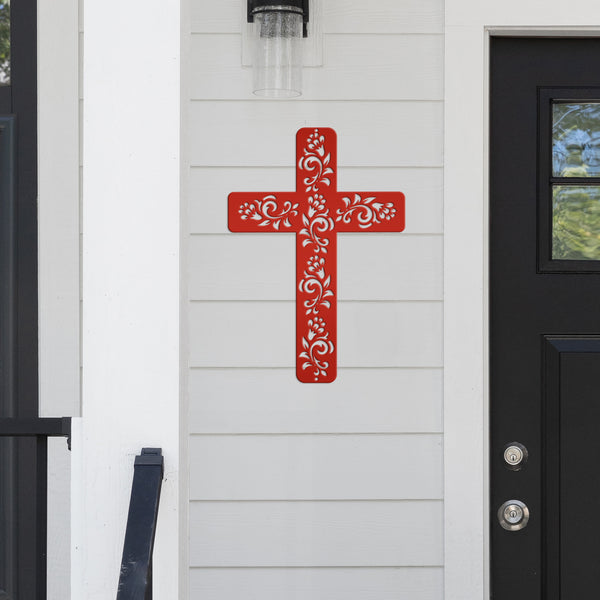 Flower Ornament Cross Metal Sign-Religious-Christian-Wall Art -Decor-Wall Hanging Art-Home Decor