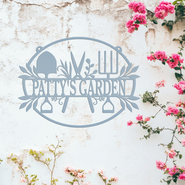 Personalized Garden Sign with Garden Tools, Hanging Garden Sign, Garden Tool Sign for the Vegetable Garden, Garden Art for the Patio, Garden Tool Signs & Wall Decor