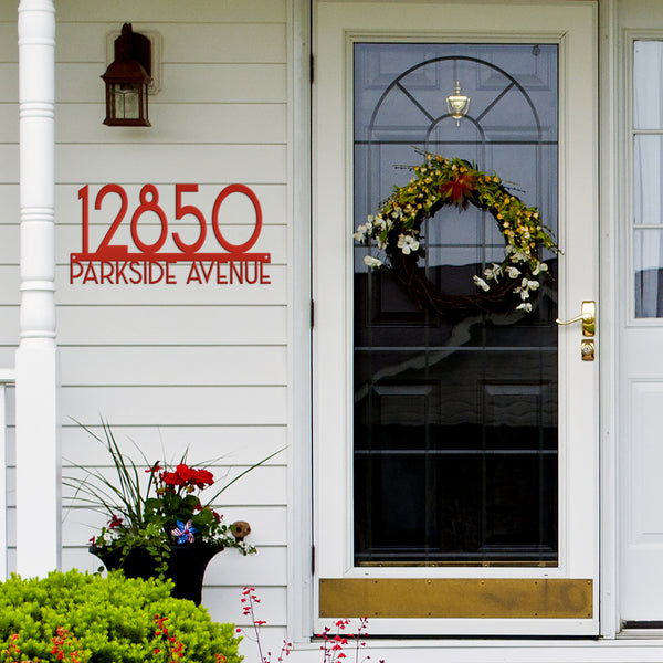 Custom Art Deco House Number Metal Sign, House Number Address Sign, House Number Plaque,  Housewarming, Wedding Gift