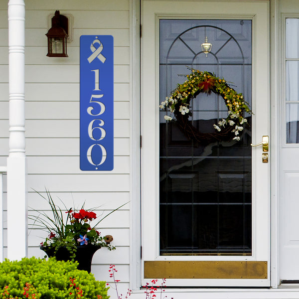 Personalized Cancer Ribbon Address Metal Sign - House Numbers