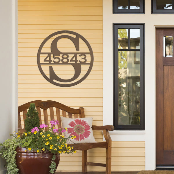 Custom Round Monogram House Number Metal Sign-Housewarming gift-Wedding Gift