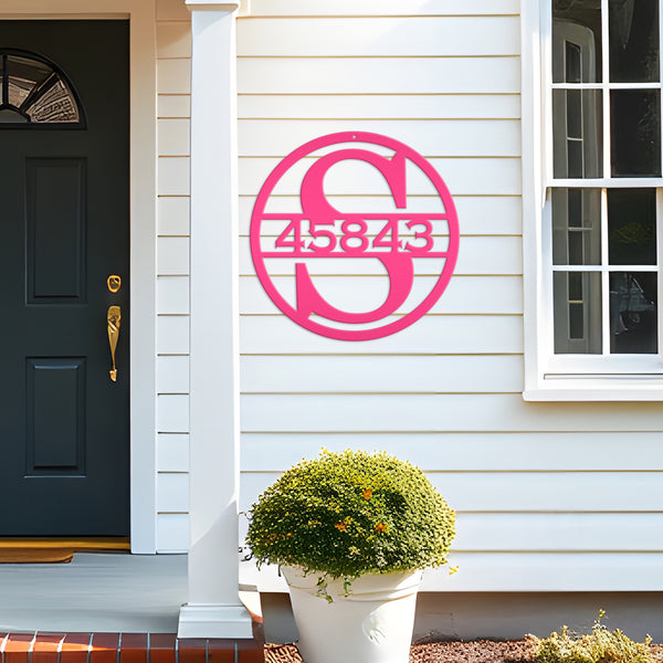 Custom Round Monogram House Number Metal Sign-Housewarming gift-Wedding Gift