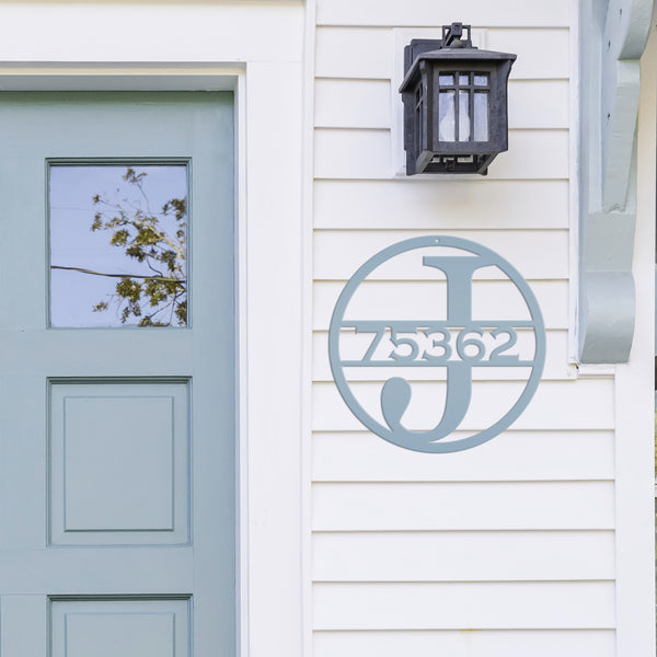 Custom Round Monogram House Number Metal Sign-Housewarming gift-Wedding Gift