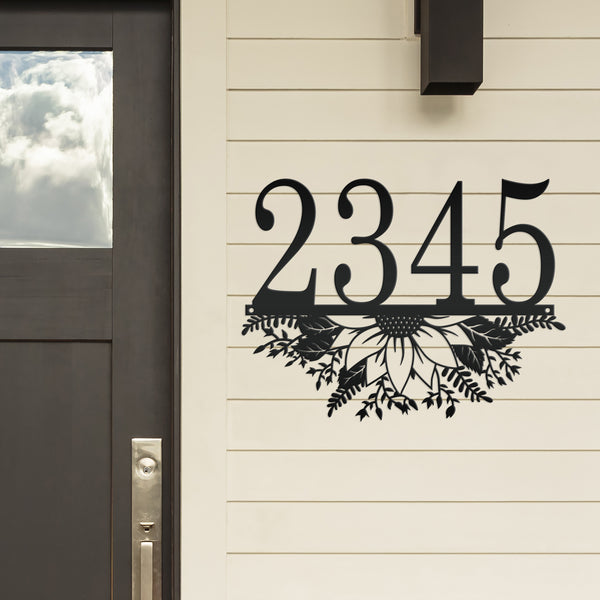 Personalized Sunflower Address Metal Sign - Metal House Numbers-Housewarming Gift-Flower Address plaque