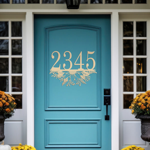 Personalized Sunflower Address Metal Sign - Metal House Numbers-Housewarming Gift-Flower Address plaque
