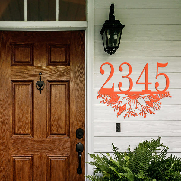 Personalized Sunflower Address Metal Sign - Metal House Numbers-Housewarming Gift-Flower Address plaque