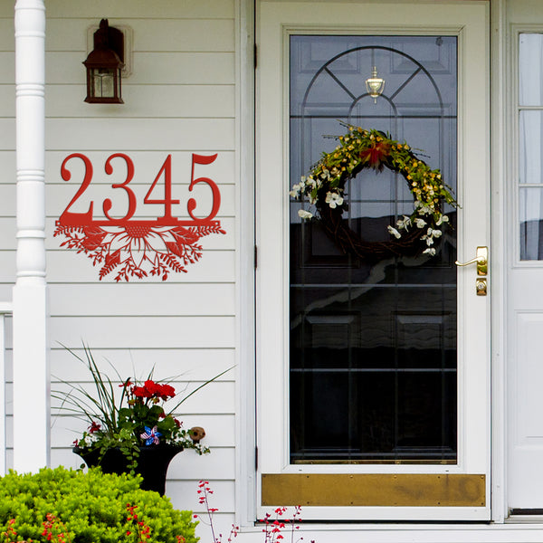 Personalized Sunflower Address Metal Sign - Metal House Numbers-Housewarming Gift-Flower Address plaque