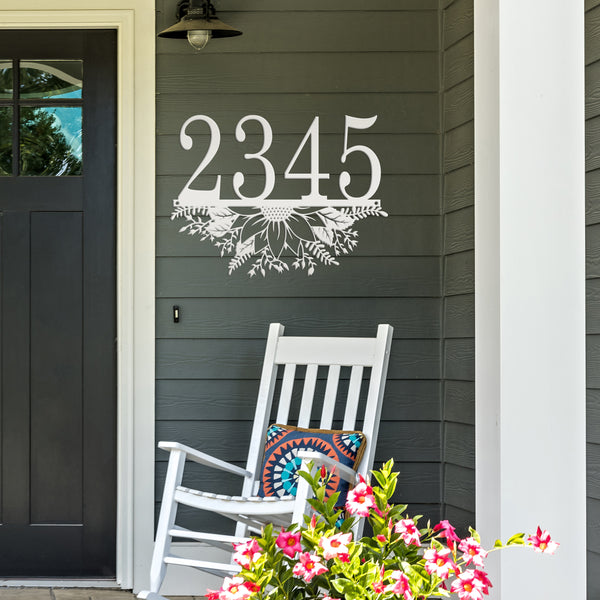 Personalized Sunflower Address Metal Sign - Metal House Numbers-Housewarming Gift-Flower Address plaque