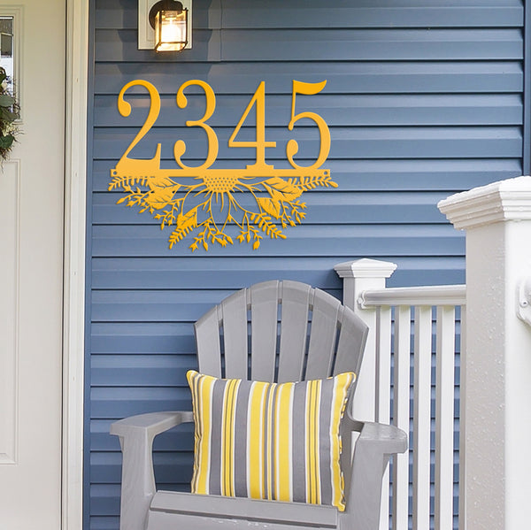 Personalized Sunflower Address Metal Sign - Metal House Numbers-Housewarming Gift-Flower Address plaque