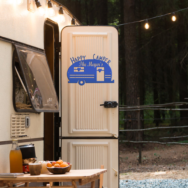 Camping-Camper- Metal Sign- Happy Camper Sign, Campsite Sign-Camping Lovers -Business Sign for Campsite-Glamping-Camper-Camping for Life-RV Life