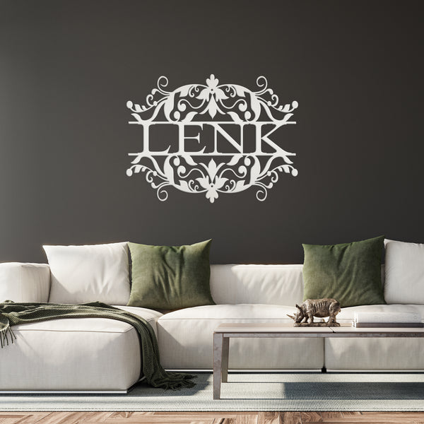 Custom Vined Last Name Sign, Name Wall Decor, Name Wall Art, Name Home Decor,  Wedding Gift Idea, Business Sign, Outdoor Metal Sign