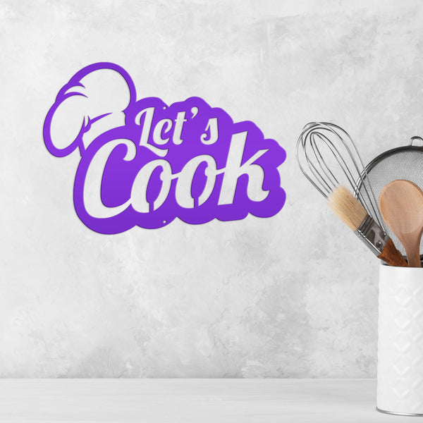 Let's Cook Kitchen Metal Sign