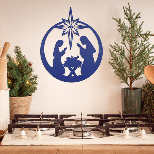 Metal Christmas Nativity Sign , Outdoor Holiday Decor, Christian Yard Scene