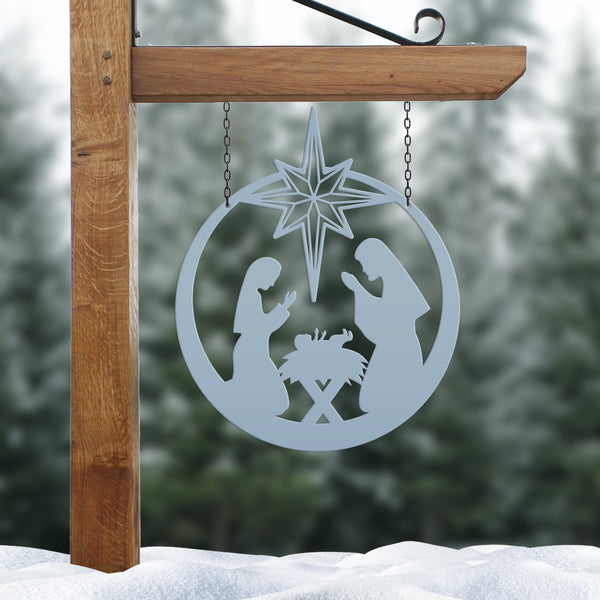 Metal Christmas Nativity Sign , Outdoor Holiday Decor, Christian Yard Scene