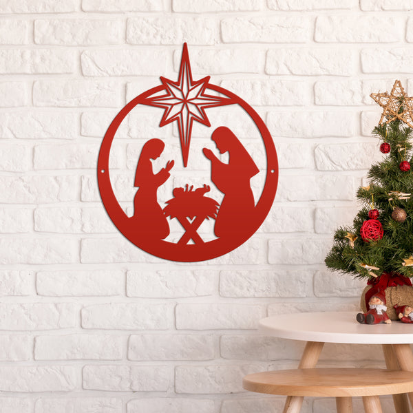 Metal Christmas Nativity Sign , Outdoor Holiday Decor, Christian Yard Scene