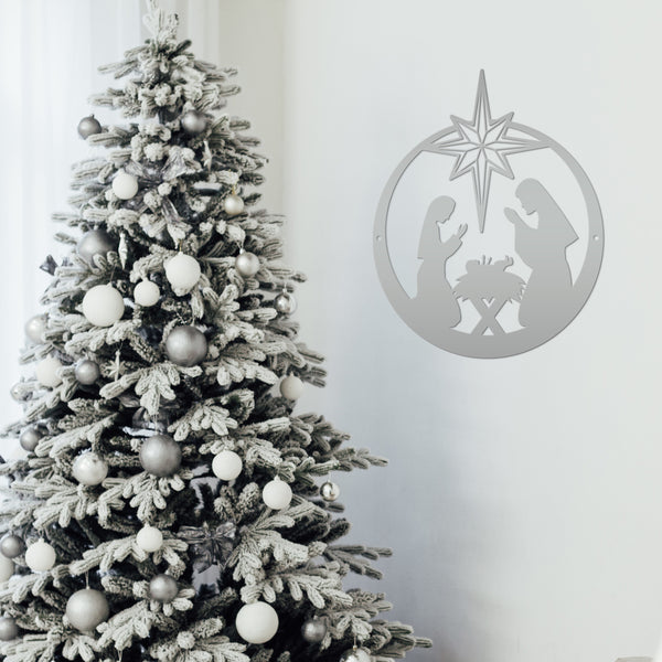 Metal Christmas Nativity Sign , Outdoor Holiday Decor, Christian Yard Scene