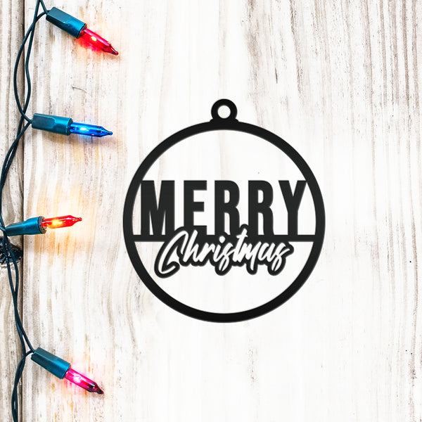 Merry Christmas Metal Ornament - Holiday Decor
