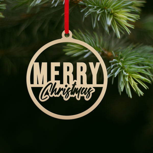 Merry Christmas Metal Ornament - Holiday Decor