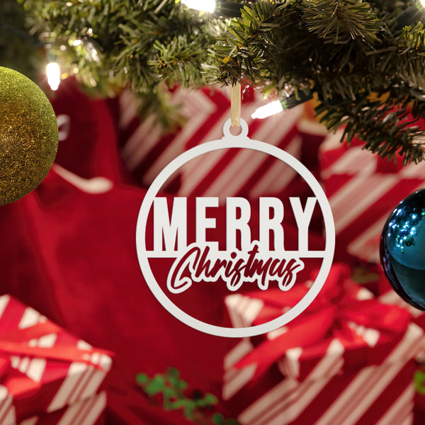 Merry Christmas Metal Ornament - Holiday Decor