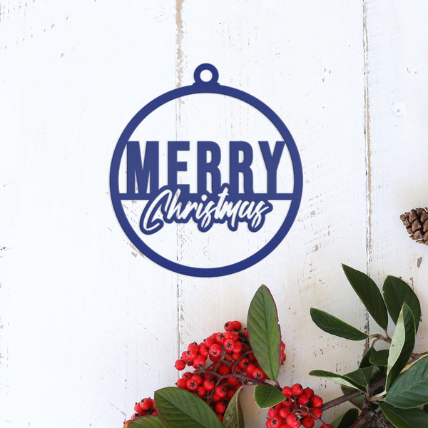 Merry Christmas Metal Ornament - Holiday Decor