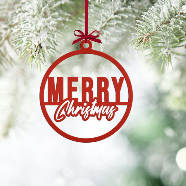 Merry Christmas Metal Ornament - Holiday Decor