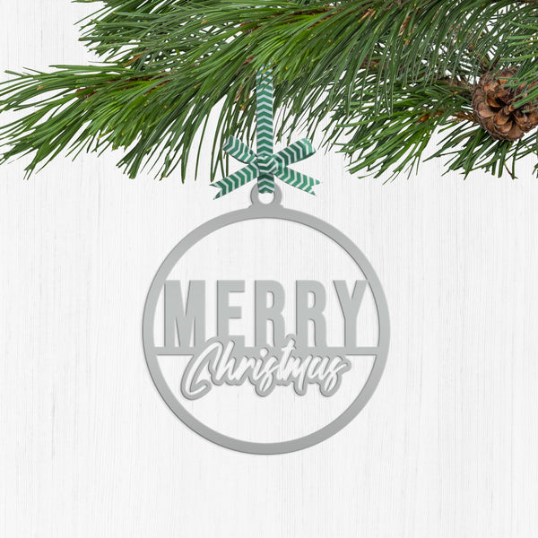 Merry Christmas Metal Ornament - Holiday Decor