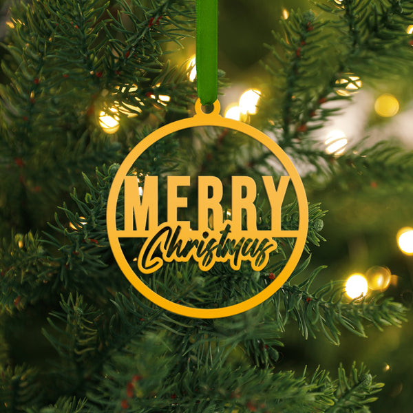 Merry Christmas Metal Ornament - Holiday Decor