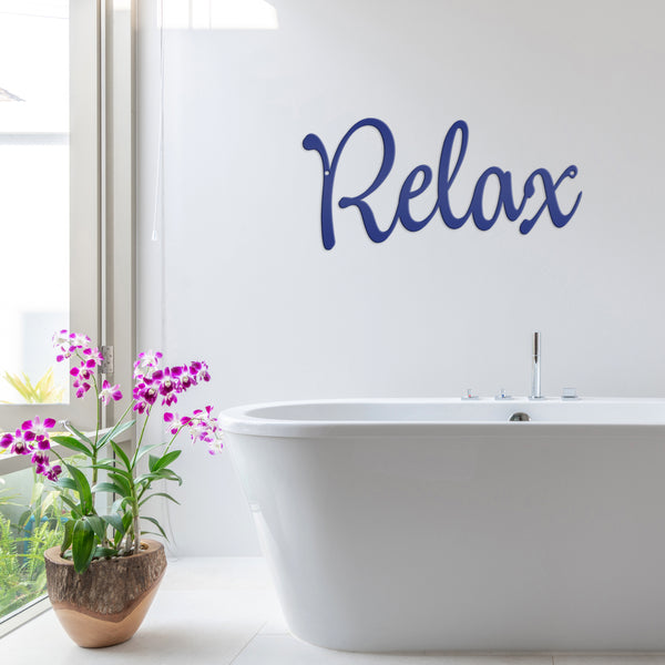 Relax Metal Sign Words Metal Decal, Bathroom Saying, Relax Metal Sign Wall Decor, Relax Metal Wall Art, Bathroom Wall Decor , Bathroom Home Decor