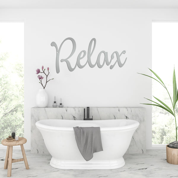 Relax Metal Sign Words Metal Decal, Bathroom Saying, Relax Metal Sign Wall Decor, Relax Metal Wall Art, Bathroom Wall Decor , Bathroom Home Decor
