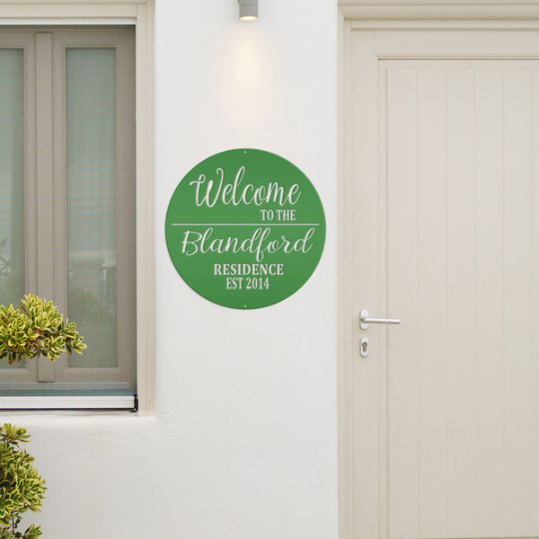 Personalized Welcome Sign, Round Front Door Sign, Business Sign, Elegant Front Door Sign