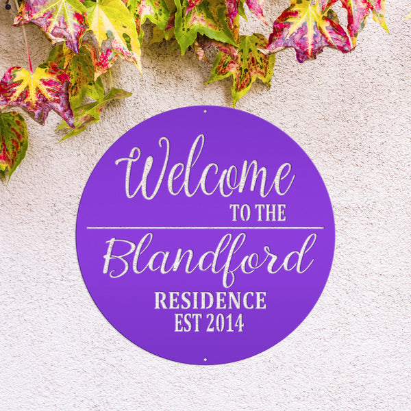 Personalized Welcome Sign, Round Front Door Sign, Business Sign, Elegant Front Door Sign