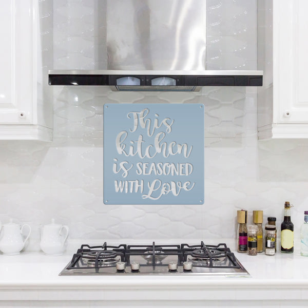 This Kitchen is Seasoned with Love Quote Kitchen Wall Art Decor, Rustic Kitchen Wall Decor, Inspirational Kitchen Wall Sign