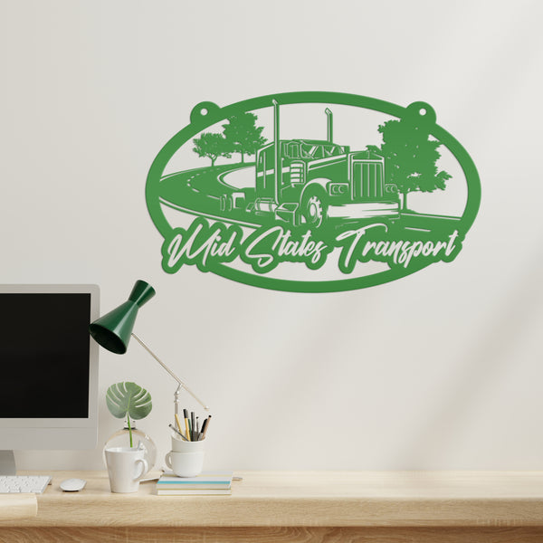 Tractor Trailer Highway Scene Metal Sign-Semi Truck-Truck Trailer-Big Rig