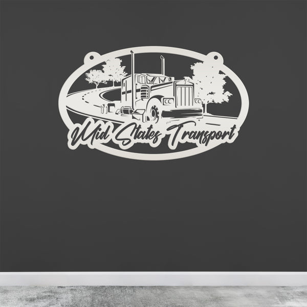 Tractor Trailer Highway Scene Metal Sign-Semi Truck-Truck Trailer-Big Rig