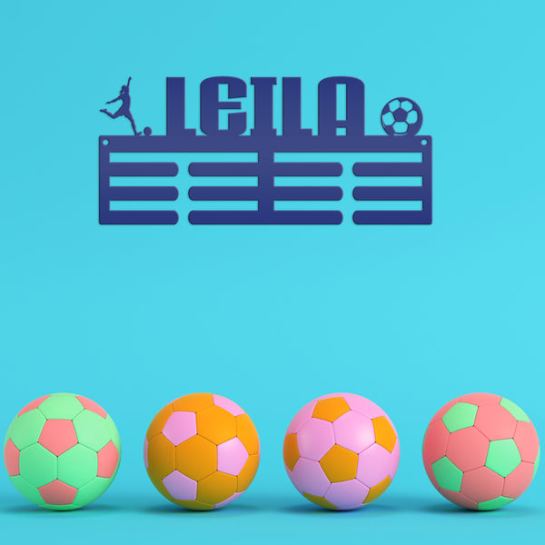 Personalized Soccer Medals Holder - Senior Gift-Metal Holder for Medals-Kids Bedroom Decor-Medal Holder-Ribbons-Pesonalized Medal Display for Bedroom-Custom Medal Holder for Awards-Medal Hanger-Sports Bedroom Decor