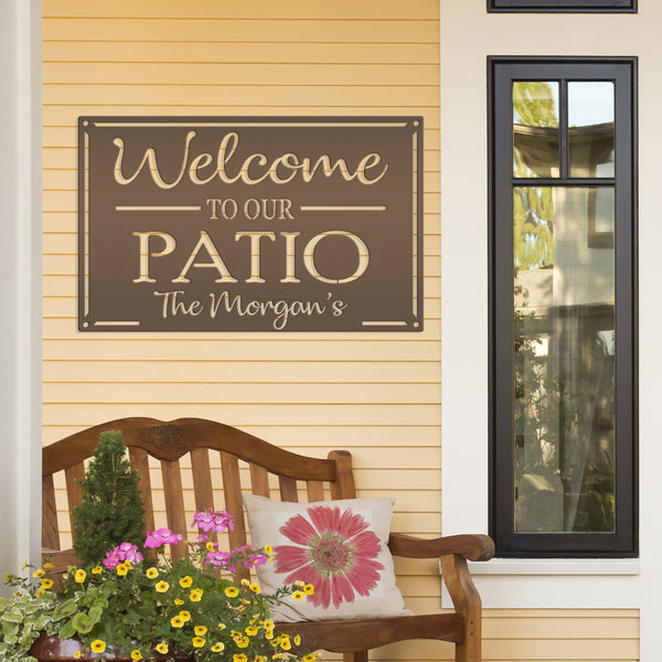 Personalized  Welcome to Our Patio Metal Sign, Outdoor Patio Sign , Patio Sign Ideas, Patio Wall Decor & Art