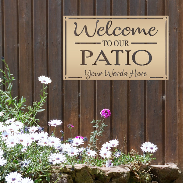 Personalized  Welcome to Our Patio Metal Sign, Outdoor Patio Sign , Patio Sign Ideas, Patio Wall Decor & Art