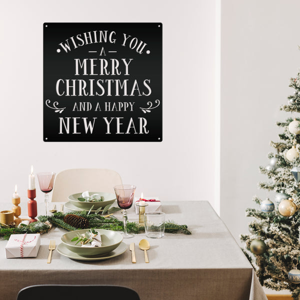 Wishing You A Merry Christmas And A Happy New Year Metal Sign