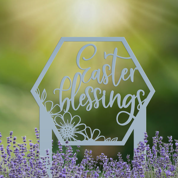 Easter Blessings Metal Yard Stake - Easter Decor-Easter Yard Decorations-Easter Yard - Lawn Ornaments