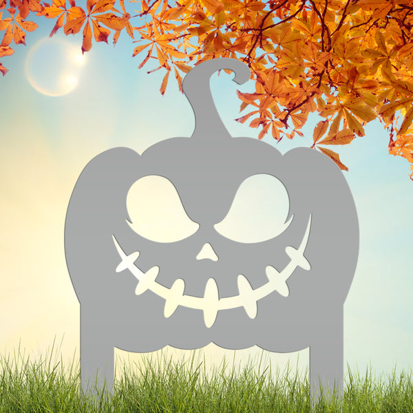 Jack O Lantern Metal Yard Stake - Halloween Pumpkin Decor