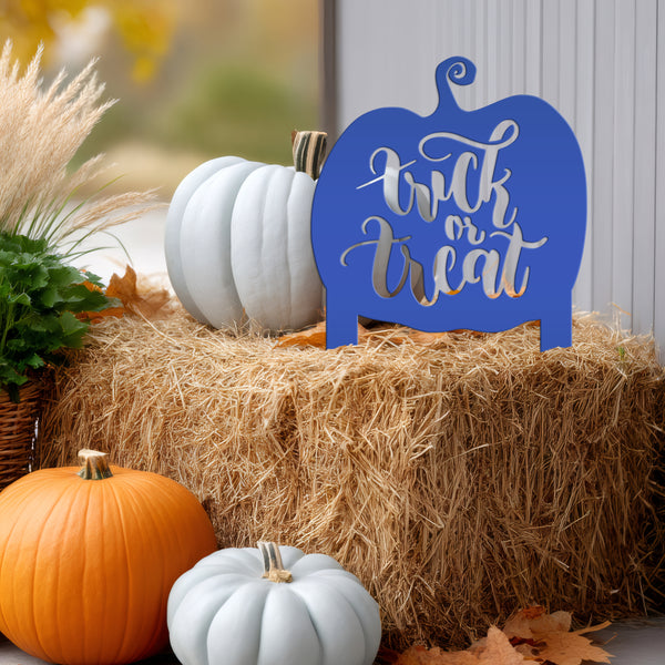 Trick Or Treat Metal Yard Stake - Halloween Decor- Pumpkin Decor