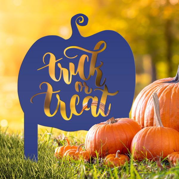 Trick Or Treat Metal Yard Stake - Halloween Decor- Pumpkin Decor