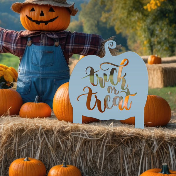 Trick Or Treat Metal Yard Stake - Halloween Decor- Pumpkin Decor