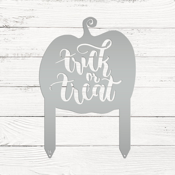 Trick Or Treat Metal Yard Stake - Halloween Decor- Pumpkin Decor