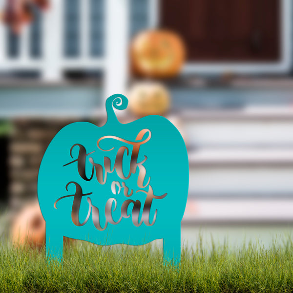 Trick Or Treat Metal Yard Stake - Halloween Decor- Pumpkin Decor