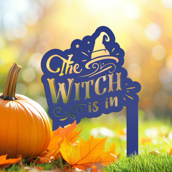 The Witch Is In Metal Yard Stake - Halloween Decor