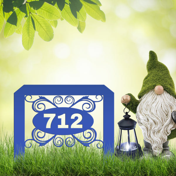 Oval Swirl Address Yard Stake Sign-House Number Yard Stake- Wedding Gift-Housewarming Gift