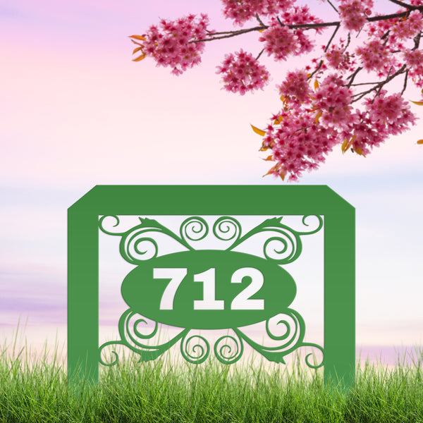 Oval Swirl Address Yard Stake Sign-House Number Yard Stake- Wedding Gift-Housewarming Gift